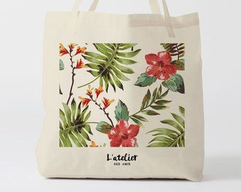 X77Y Tote bag tropical flowers, tote bag flowers, tote bag everything, beach bag, shopping bag, course bag, changing bag, offer