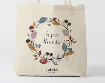 W561Y Tote bag super mamie, sac de toile cabas, sac mamie, marié mariage,Tote Bag,fourre-tout personnalisé,tote bag evjf, cadeau grand mere