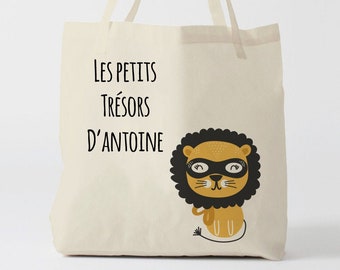 X732Y Tote bag Personnalisé enfant, tote bag école, sac de toile cabas, sac à doudou , sac pour habits enfant, tote bag crèche, sac crèche