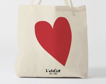 X258Y Tote bag coeur, sac love, sac saint valentin, sac à main, sac fourre-tout, sac courses, sac cours, sac à langer, sac ordinateur