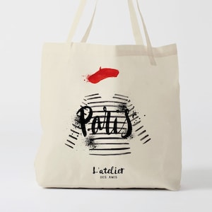 Tote bag paris, bag canvas cotton bag, diaper bag, handbag, tote bag, bag of race, current bag, shopping bag, gift for friend, gift