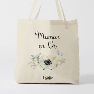 W134Y Tote bag Personalized mom, canvas bag tote, cotton bag, gold mom bag, bag to offer mom, mother&#39;s day, mother gift