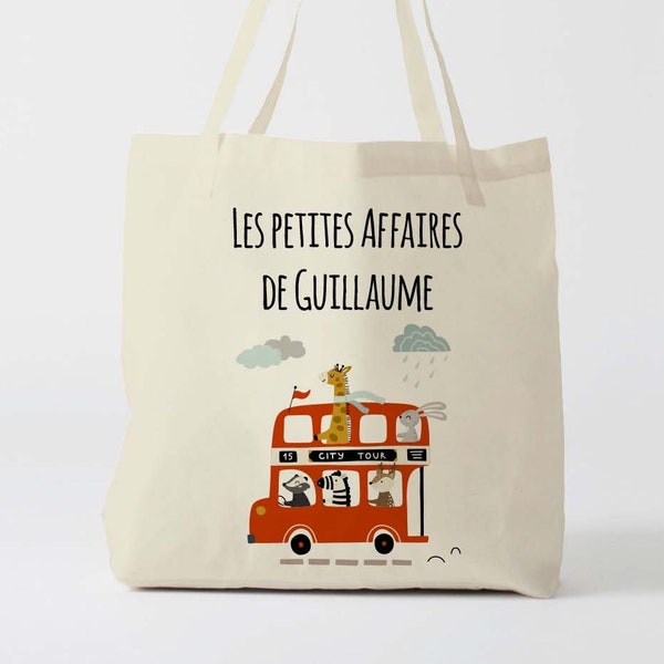 X1095Y Tote bag Personnalisé enfant, tote bag école, sac de toile cabas, sac à doudou , sac pour habits enfant, tote bag crèche, sac crèche