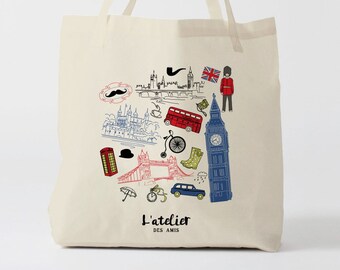 X196Y Tote bag London, canvas bag, cotton bag, changing bag, handbag, tote bag, shopping bag, shopping bag