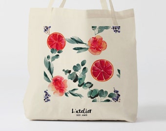 X532Y Tote bag fleurs, sac de courses, shopping bag, sac à main , sac à langer, gift for friend, gift for mother, tote bag summer