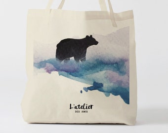 X155Y Tote bag bear, shopping bag, watercolor, purse, tote bag, bag to offer, canvas bag, beach bag, computer bag