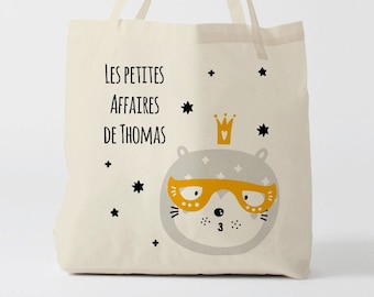 X633Y Tote bag Personnalisé enfant, tote bag école, sac de toile cabas, sac à doudou , sac pour habits enfant, tote bag crèche, sac crèche