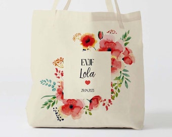 X1275Y Tote bag EVJF, sac de toile cabas, sac demoiselle d'honneur , marié mariage,Tote Bag,fourre-tout personnalisé, tote bag evjf