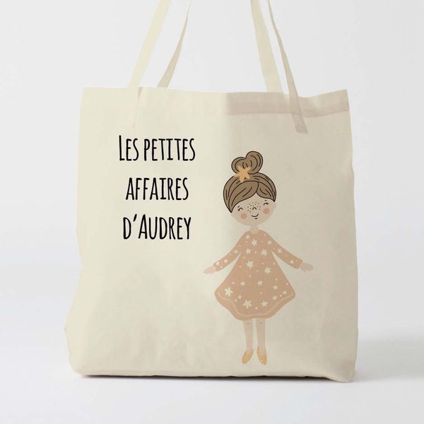 X973Y Tote bag Personnalisé enfant, tote bag école, sac de toile cabas, sac à doudou , sac pour habits enfant, tote bag crèche, sac crèche