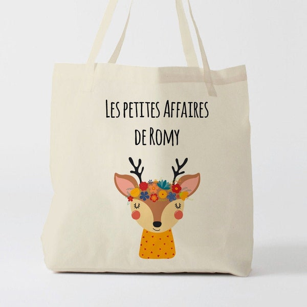 X909Y Tote bag Personnalisé enfant, tote bag école, sac de toile cabas, sac à doudou , sac pour habits enfant, tote bag crèche, sac crèche