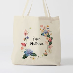 X788Y Tote bag Personnalisé maîtresse, sac de toile cabas, sac en coton, sac super maîtresse, sac à offrir maîtresse, school bag, sac toile