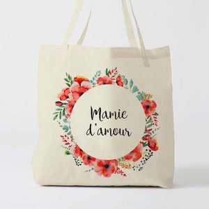 X1254Y Tote bag mamie d'amour, sac de toile cabas, sac mamie, marié mariage,Tote Bag,fourre-tout personnalisé, cadeau grand mere