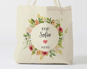 X1065Y Tote bag EVJF, sac de toile cabas, sac demoiselle d'honneur , marié mariage,Tote Bag,fourre-tout personnalisé, tote bag evjf