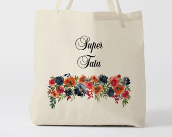 X818Y Tote bag Personalized tata, canvas bag cabas, bridesmaid bag, wedding bride,Tote Bag,tote-all, tote bag evjf
