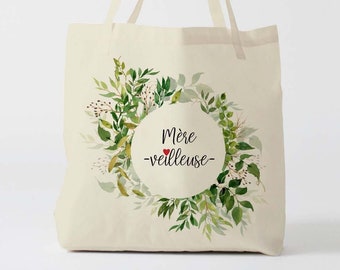 X1334Y tote bag maman personnalisable, custom tote bag, sac fourre-tout, sac à langer, sac fête des mères, sac courses, sac en coton