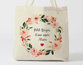 X1357Y tote bag atsem,  tote bag coton nounou, sac fourre-tout, sac à langer, tote bag coton, sac été, tote bag summer, sac en coton