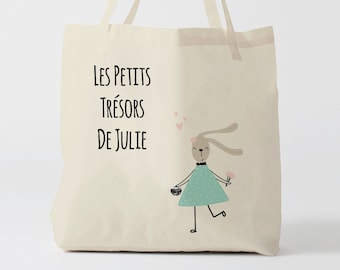 X745Y Tote bag Personnalisé enfant, tote bag école, sac de toile cabas, sac à doudou , sac pour habits enfant, tote bag crèche, sac crèche