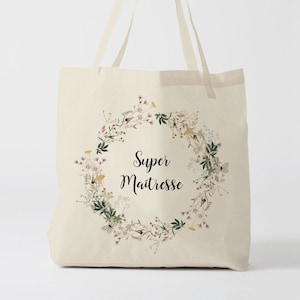 X884Y Tote bag Maîtresse en Or, sac de toile cabas, sac en coton, sac super maîtresse, sac à offrir maîtresse, school bag, sac toile, cadeau