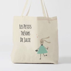 X745Y Tote bag Personnalisé enfant, tote bag école, sac de toile cabas, sac à doudou , sac pour habits enfant, tote bag crèche, sac crèche