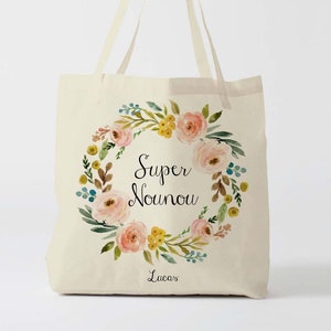 X1325Y tote bag nounou, tote bag coton nounou, sac fourre-tout, sac à langer, tote bag coton, sac été, tote bag summer, sac en coton image 1