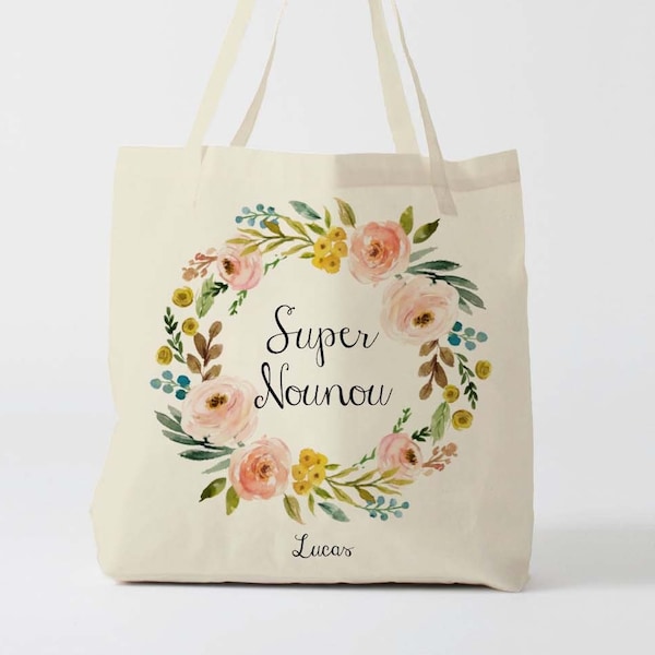 X1325Y tote bag nounou,  tote bag coton nounou, sac fourre-tout, sac à langer, tote bag coton, sac été, tote bag summer, sac en coton