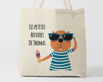 X639Y Tote bag Personnalisé enfant, tote bag école, sac de toile cabas, sac à doudou , sac pour habits enfant, tote bag crèche, sac crèche