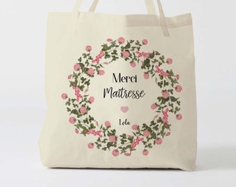 X1158Y Tote bag Personnalisé maîtresse, sac de toile cabas, sac en coton, sac super maîtresse, sac à offrir maîtresse, school bag, sac toile