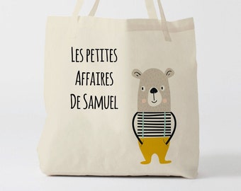 X690Y Tote bag Personnalisé enfant, tote bag école, sac de toile cabas, sac à doudou , sac pour habits enfant, tote bag crèche, sac crèche