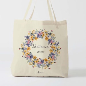 X1341Y Tote bag Super maîtresse, sac de toile cabas, sac en coton, sac super maîtresse, sac à offrir maîtresse, school bag, sac toile