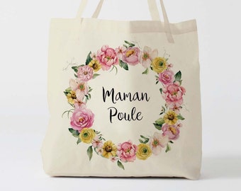 X1378Y Mother Hen Tote Bag, Customizable Tote Bag, Tote Bag, Diaper Bag, Mother's Day Bag, Mother's Day, Mother's Day Tote Bag