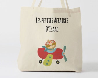 X926Y Tote bag Personnalisé enfant, tote bag école, sac de toile cabas, sac à doudou , sac pour habits enfant, tote bag crèche, sac crèche