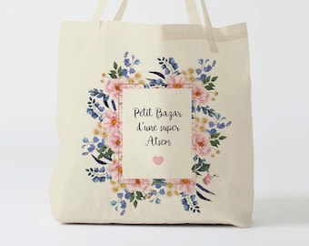 X1340Y tote bag atsem,  tote bag coton nounou, sac fourre-tout, sac à langer, tote bag coton, sac été, tote bag summer, sac en coton