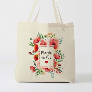 X1232Y Tote bag Mamie en or, sac de toile cabas, sac mamie, marié mariage, Tote Bag,fourre-tout personnalisé,tote bag evjf, cadeau grand mer