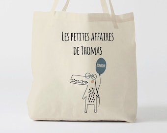 X759Y Tote bag Personnalisé enfant, tote bag école, sac de toile cabas, sac à doudou , sac pour habits enfant, tote bag crèche, sac crèche