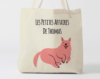 X1368Y Tote bag Personnalisé enfant tigre, tote bag école, sac de toile cabas, sac à doudou , sac pour habits enfant, tote bag crèche, sac