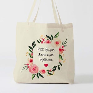 X1349Y Tote bag Super maîtresse, sac de toile cabas, sac en coton, sac super maîtresse, sac à offrir maîtresse, school bag, sac toile