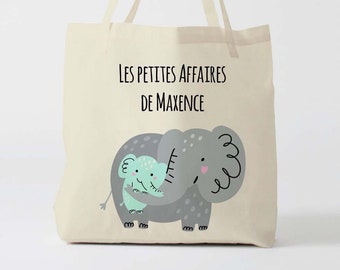 X1363Y Tote bag Personnalisé enfant, tote bag école, sac de toile cabas, sac à doudou , sac pour habits enfant, tote bag crèche, sac crèche