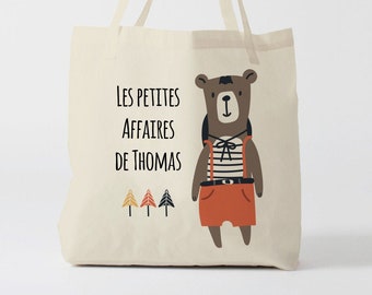 X678Y Tote bag Personnalisé enfant, tote bag école, sac de toile cabas, sac à doudou , sac pour habits enfant, tote bag crèche, sac crèche