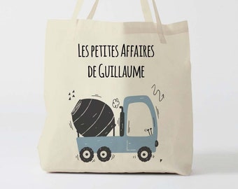 X1359Y Tote bag Personnalisé enfant éléphant, tote bag école, sac de toile cabas, sac à doudou , sac pour habits enfant, tote bag crèche