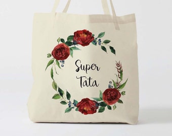 X1012Y tote bag super tata, customizable tote bag, customizable gift, customizable tata gift, Christmas gift, bags and totes