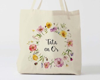 X2001Y Tote bag Personalized tata, canvas bag cabas, bridesmaid bag, wedding bridegroom, Tote Bag, tote bag, tote bag evjf