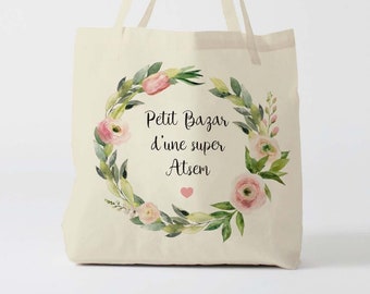 X1348Y tote bag atsem,  tote bag coton nounou, sac fourre-tout, sac à langer, tote bag coton, sac été, tote bag summer, sac en coton