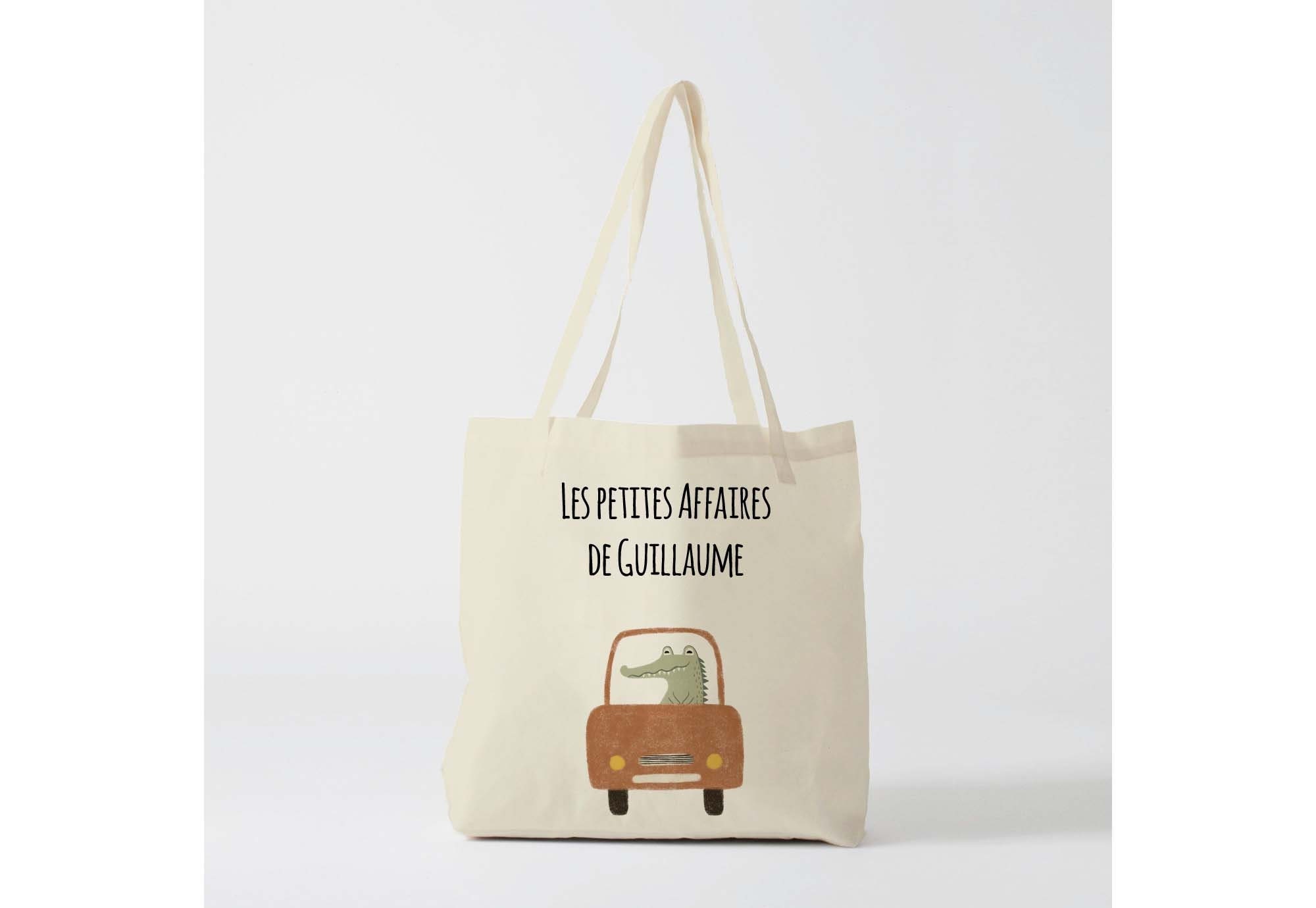 X1195Y Tasche Personalisierte Kinderkrokodil, Schultragetasche, Segeltuchtasche Cabas, Deckentasche, Tasche für Kinderkleidung, Tragetasche Kindergarten