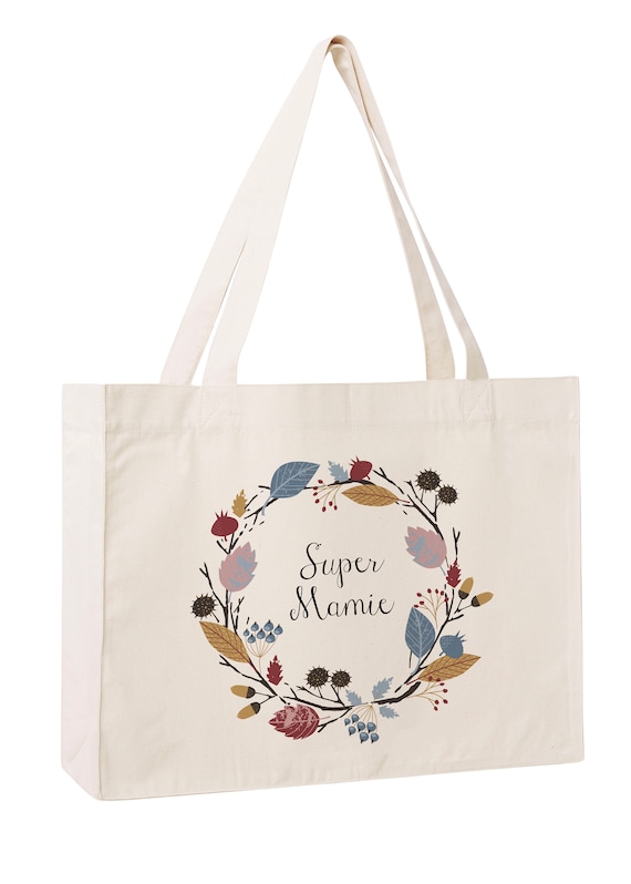 C48W Sac cabas en toile recycl e super mamie Shopping bag coton