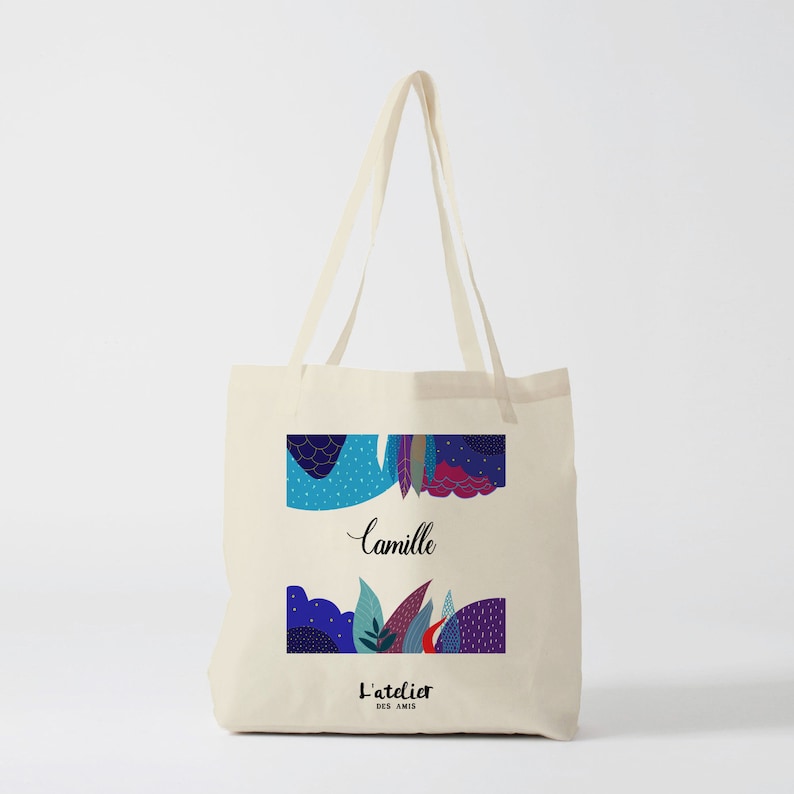W39Y Tote bag name jungle cotton tote bag gift for bridesmaid gift for wedding tote bag bag diaper bag