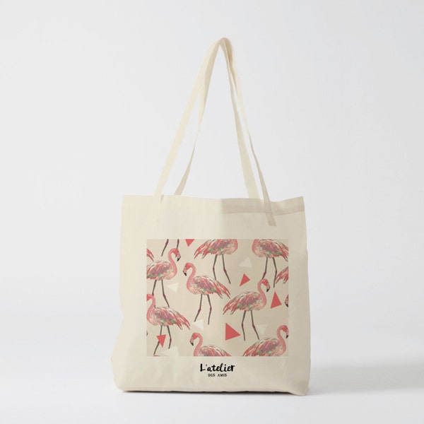 X36Y Tote bag Flamingo, sac à pain, sac de courses , shopping bag , sac de cours, sac en coton, sacs cabas, sac de plage, sac et bagage