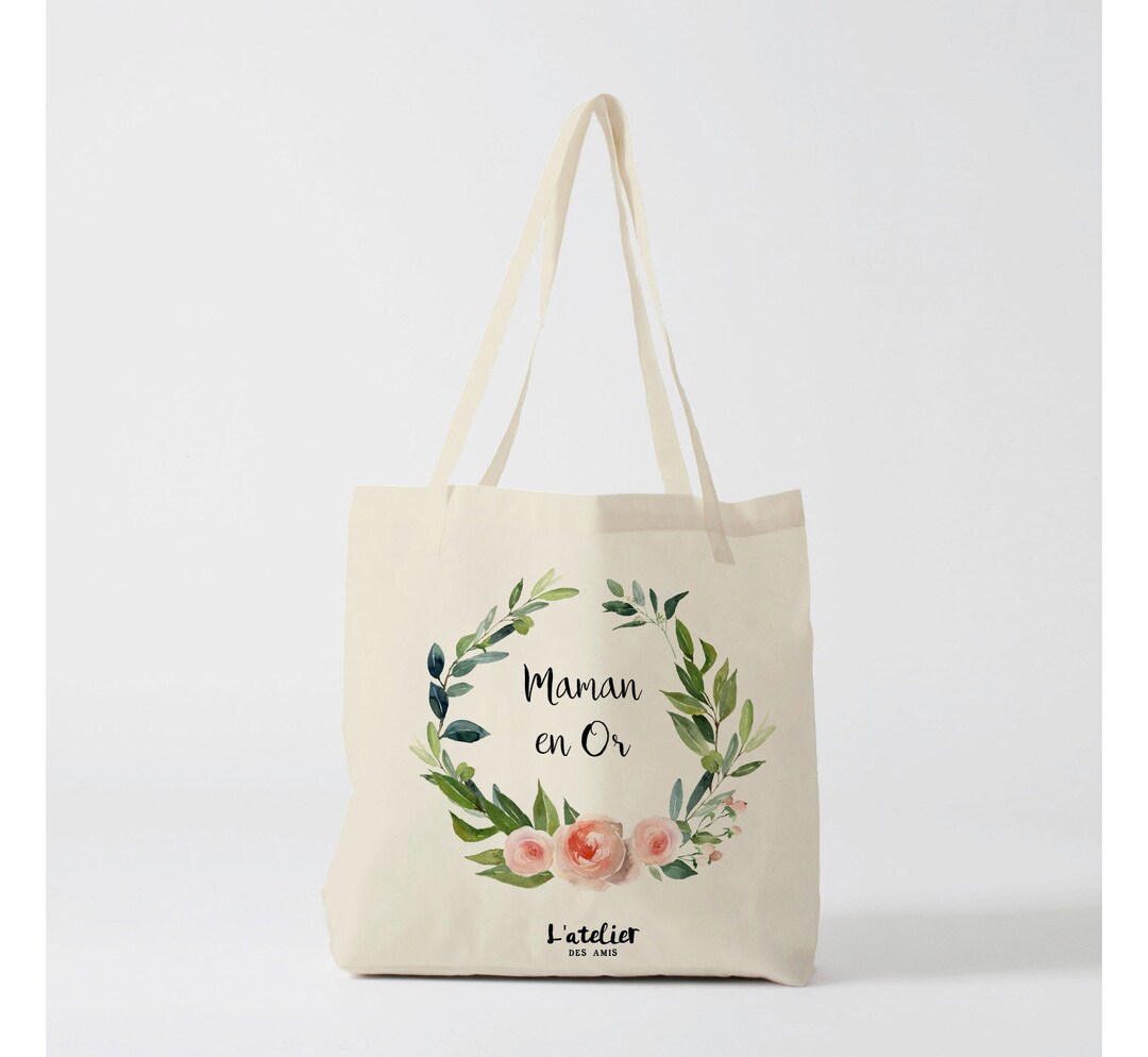 X616Y Tote Bag Fleur Maman En Or, Custom Tote Bag, Tote Bag