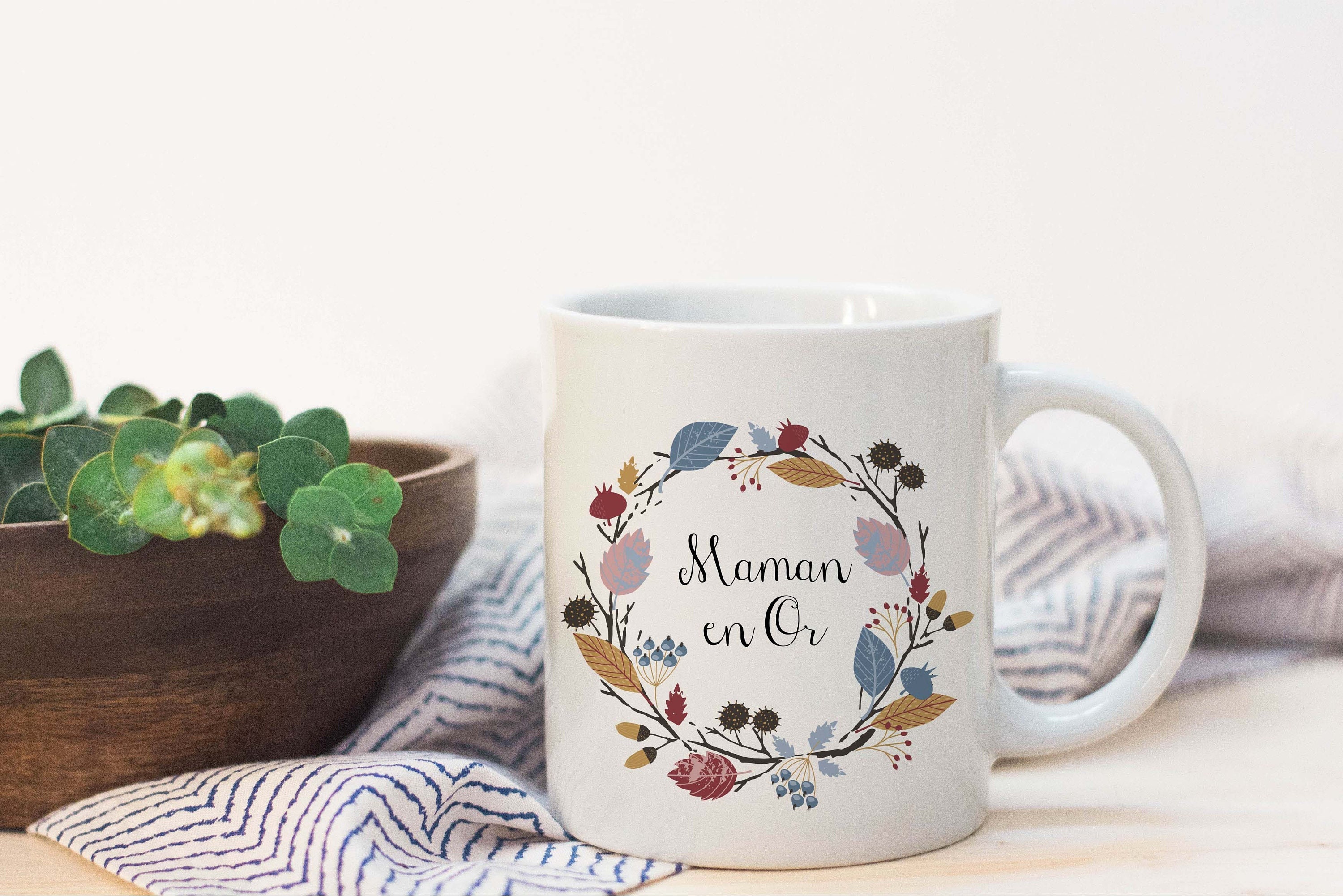 M4G_ Mug Personnalisé Céramique 325 Ml, Maman en Or, Mug Fête Des Mères, à Personnaliser, Cadeau de 