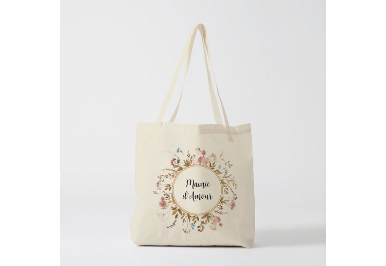 X847Y Tote bag Mamie d'amour, sac de toile cabas, sac mamie, marié mariage, Tote Bag,fourre-tout personnalisé,tote bag evjf, cadeau mamie image 1