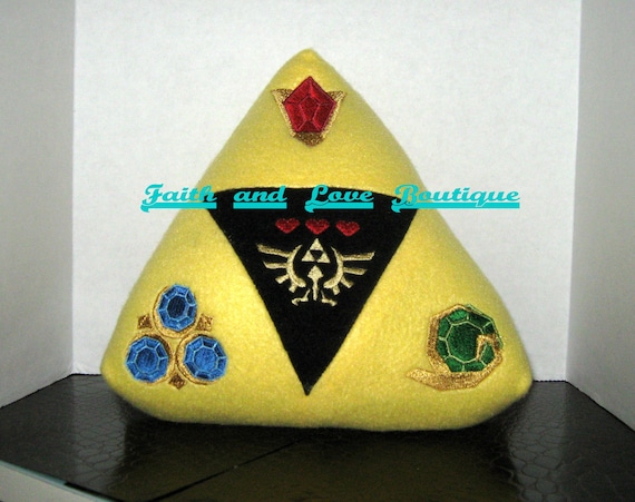 Zelda Tri Force Inspired Pillow Plushie/Stuffie with Embroidery